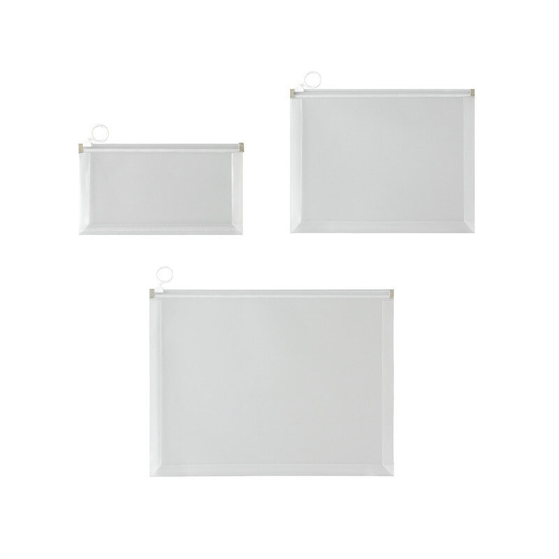 Impermeável transparente Documento Bag, pasta de arquivo portátil, Zipper Pouch, Loop Pull Organizer, material escolar, A4, A5, B6