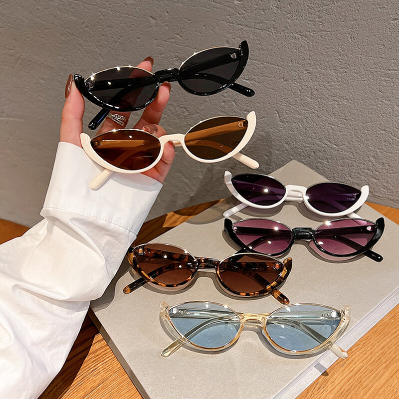 Gafas de sol pequeñas de ojo de gato para hombre y mujer, lentes de sol de media montura, Estilo Vintage, a la moda, para conducir y ciclismo, novedad