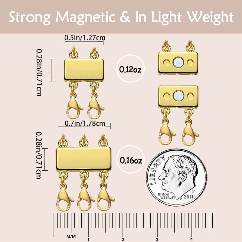 Kalung Lapisan Penjepit Berlapis Kalung Gesper 2/3 Helai Emas Perak Magnet Beberapa Kalung Pemisah untuk Wanita T8DE
