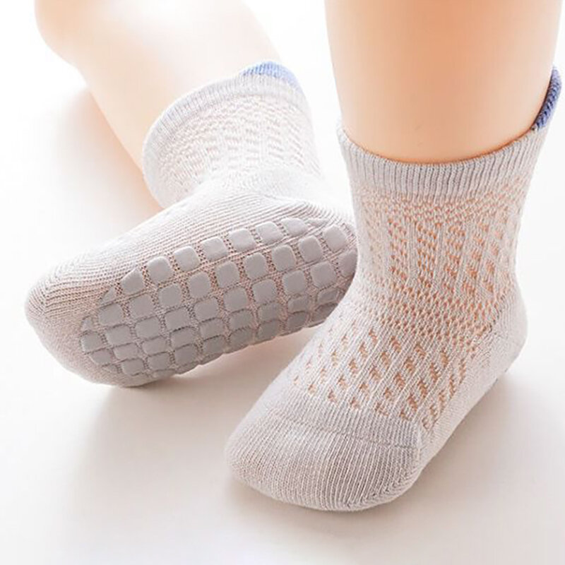 3 paia/lotto calzini per bambini estate maglia sottile traspirante puro cotone antiscivolo calzini per bambini neonato tubo centrale calzini da pavimento da passeggio