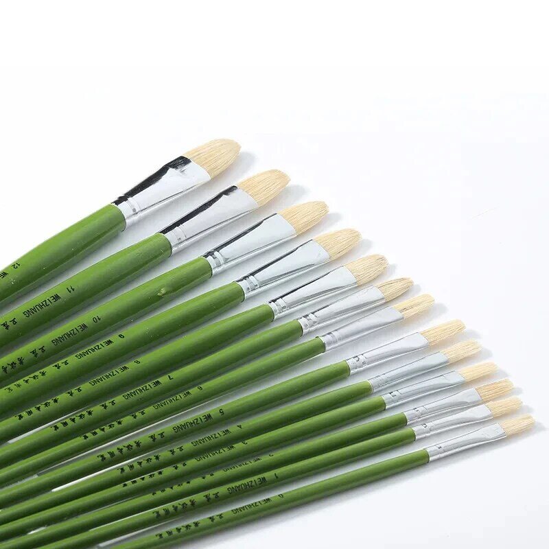 Oil Acrylic Watercolor Bristle Paint Brushes 100% Natural Chungking Hog Hair 6pcs Filbert Paint brush Set