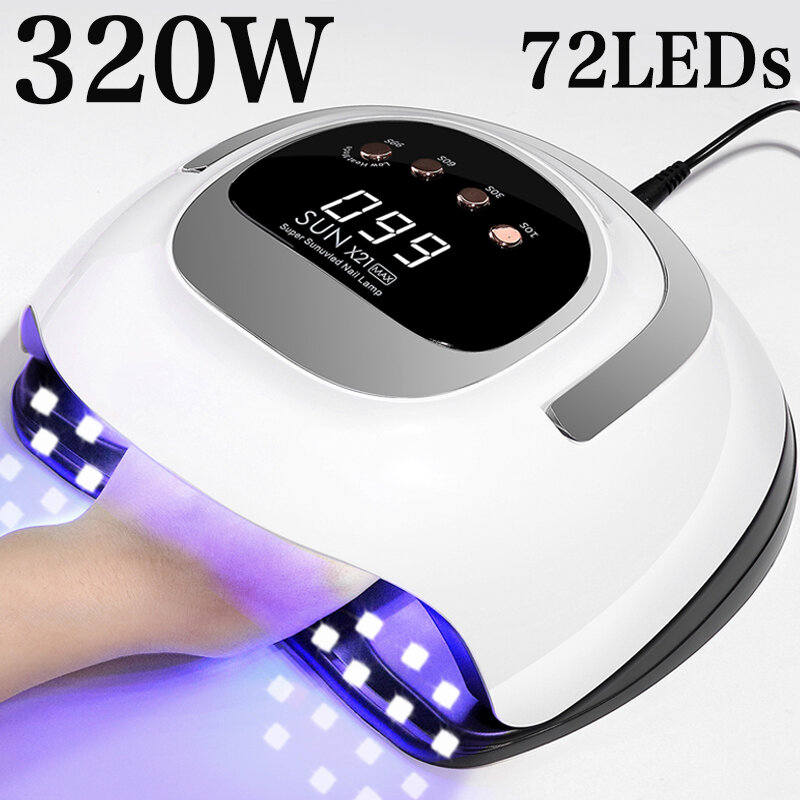 320W 72LEDs Powerful Nail Dryer With Large Touch Screen LED Nail Lamp For Curing All Gel Nail Polish  Professional Drying Lamp