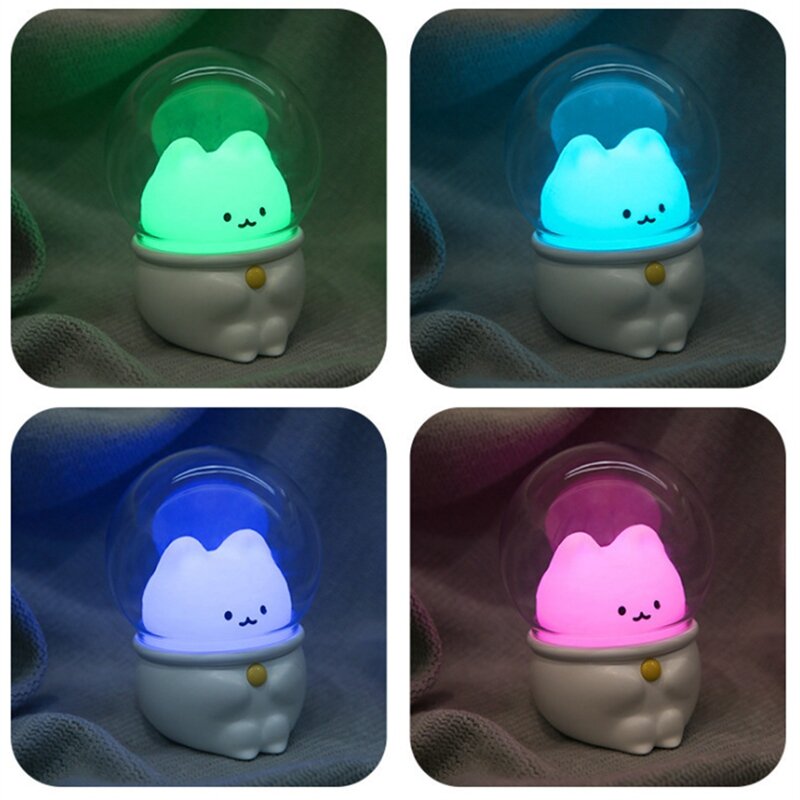 Lampu malam LED untuk anak-anak, lampu tidur hewan peliharaan lucu, isi ulang daya USB, lampu samping tempat tidur, lampu malam warna-warni