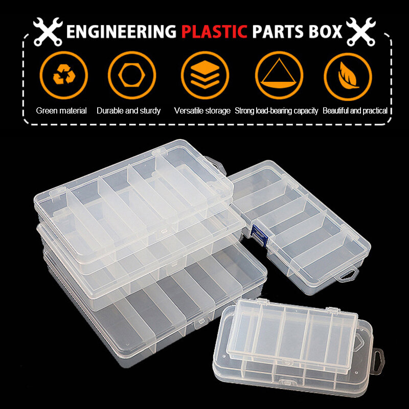 Luya-caja de accesorios de plástico transparente, organizador de aparejos de pesca, cebo falso Ray Frog, anzuelo de pesca, 5 compartimentos