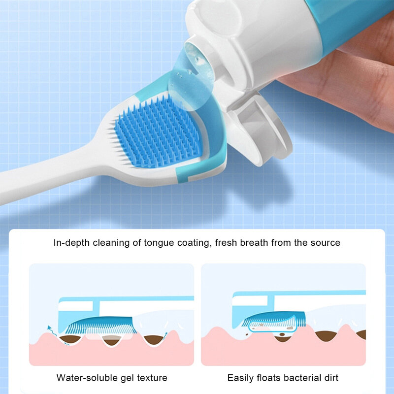 New Fresh Tongue Cleaning Kit Tongue Cleaning Gel With Brush Tongue Cleaner Brush Silicone Scraper Toothbrush Fresh Breath