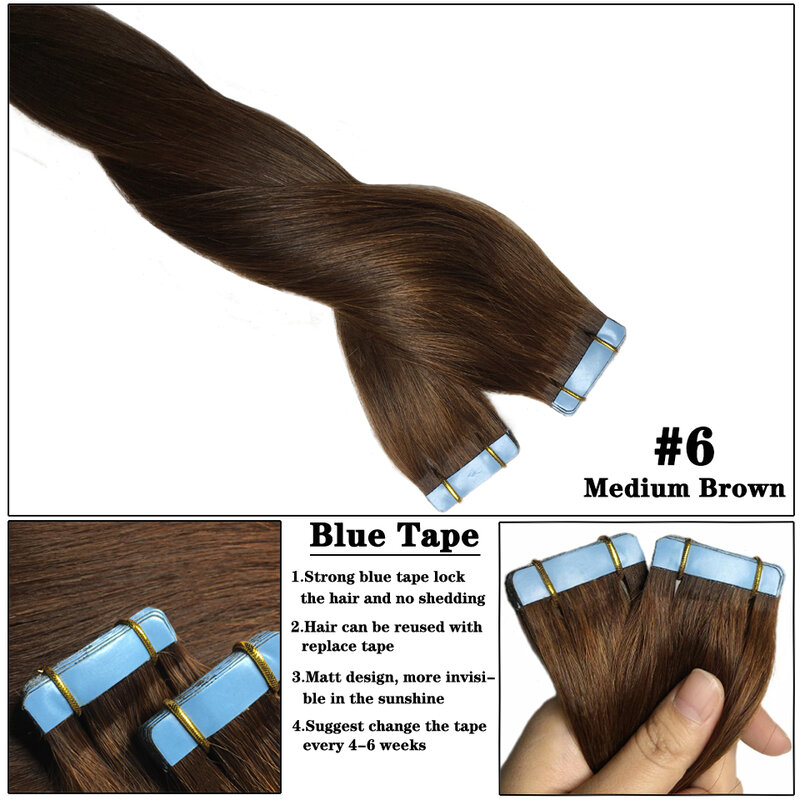 Tape In Human Hair Straight Natural Extensions 16-26 Inch 100% Remy Skin Weft Adhesive Glue On For Salon High Quality for Women