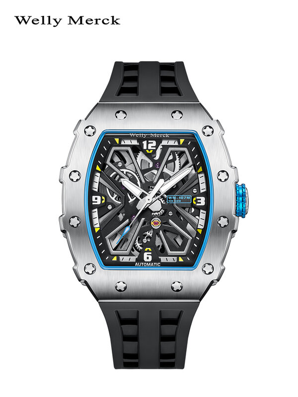 Welly Merck-Relógio mecânico automático masculino, europeu e americano, relógio de pulso de negócios e lazer, luxo, MIYOTA 6T28, impermeável