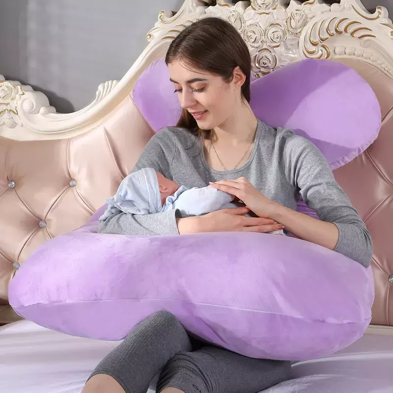 Bantal hamil untuk wanita hamil, 120x70cm bantal lembut ibu hamil pendukung menyusui untuk tidur dropship