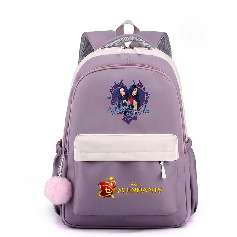 حقيبة مدرسية للطلاب من أحفاد ديزني ، حقيبة ظهر مشهورة ، أطفال ، مراهقون ، سعة عالية ، حقيبة سفر لطيفة