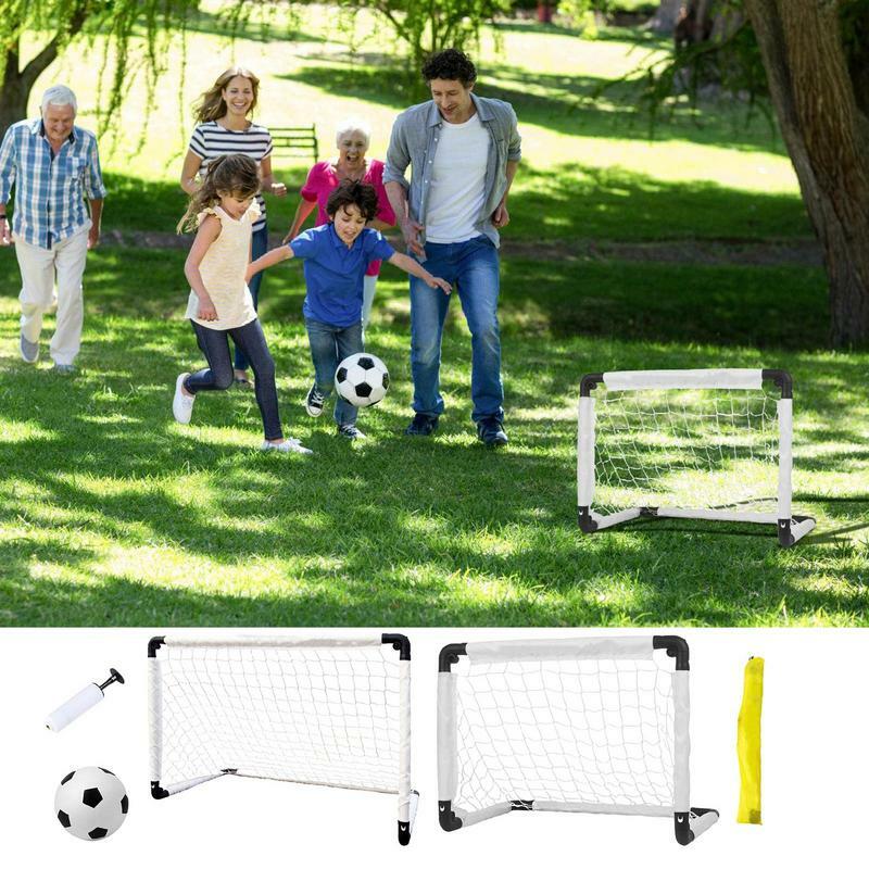 Objetivo portátil do futebol com bomba de bola de futebol para crianças, futebol bonito, ao ar livre jogar equipamentos, prática net com exterior