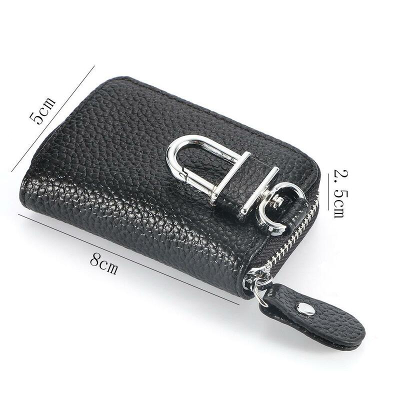 Casing saku kait logam kulit PU dompet dompet gantungan kunci penutup tempat kunci gantungan kunci tas gantungan kunci mobil Dompet kunci