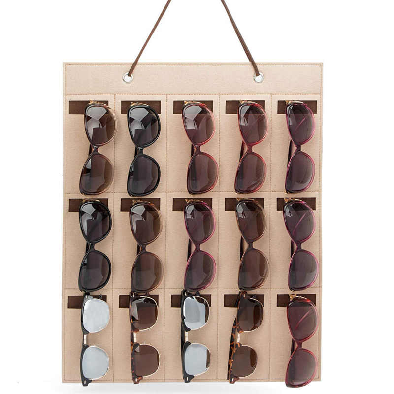 Bolsa organizadora de alta calidad para gafas de sol, contenedor de almacenamiento de 15 rejillas para colgar en la pared, 1 piezas