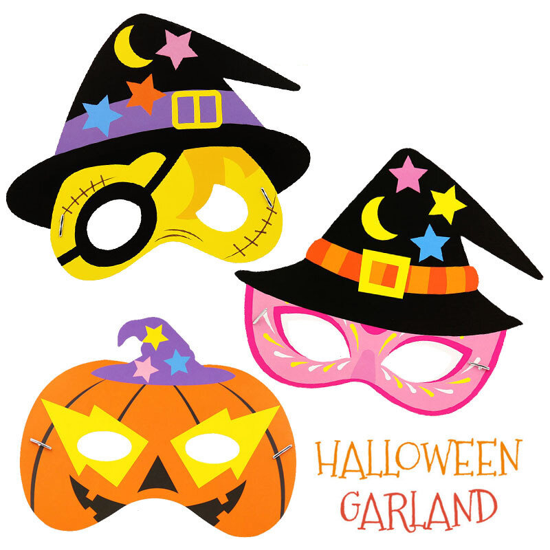 Máscara de Halloween creativa hecha a mano, juguetes de Mascarada, Arte y manualidades, decoración de fiesta de dibujos animados para niños, accesorios de actividades de guardería