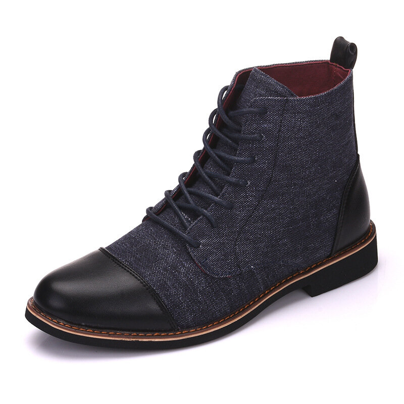 Botas de couro masculinas, sapatos casuais com cadarço, estilo oxford, tamanho grande 39-48 jkm89, primavera e outono