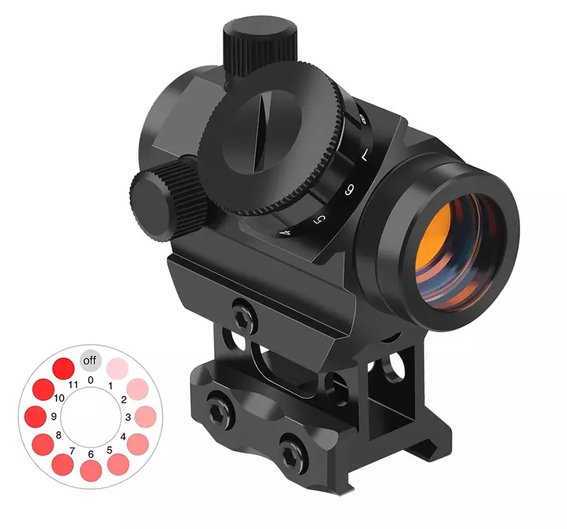 Impermeável Reflex Red Dot Sight, à prova de choque, Nevoeiro, Scope com 1 "Riser Mount, 2MOA, 1x20mm