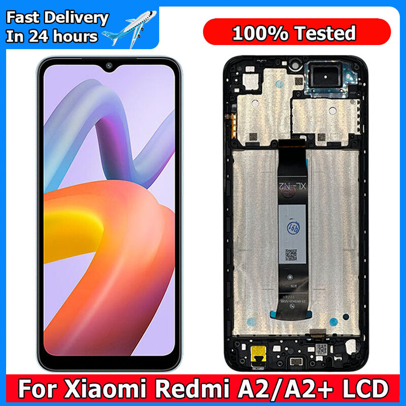 Layar 6.52 inci untuk Xiaomi Redmi A2, layar LCD + layar sentuh dengan bingkai Digiziter, layar pengganti untuk Redmi A2 + LCD