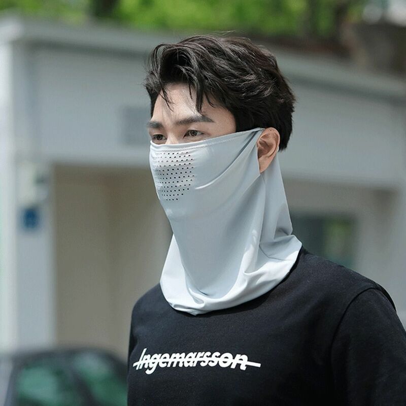 Outdoor Neck Wrap Cover Solid Color Summer Face Scarves Neck Wrap Cover Ice Silk Mask Sunscreen Face Scarf Face Cover