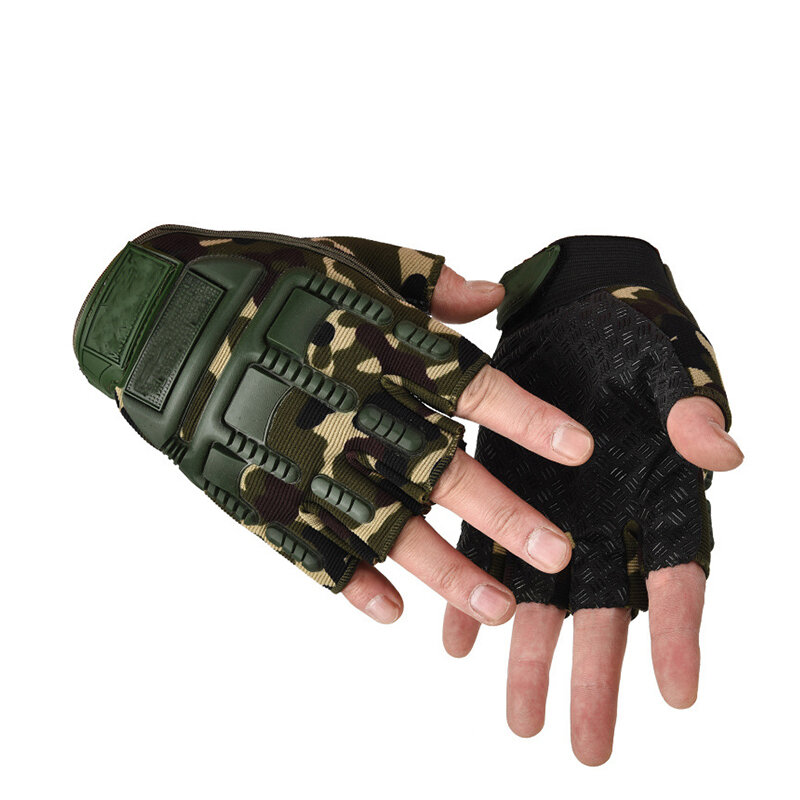 Guantes tácticos de dedo completo para niños, equipo de protección duro antideslizante, guantes de combate del ejército de camuflaje, 2 piezas