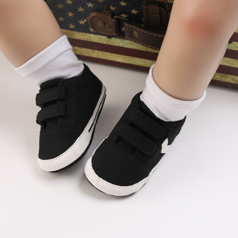 클래식 소프트 밑창 아기 신발, 신생아 캐주얼 패션 스포츠 신발, 유아 단색 스트립 유아용 신발, 인기 판매