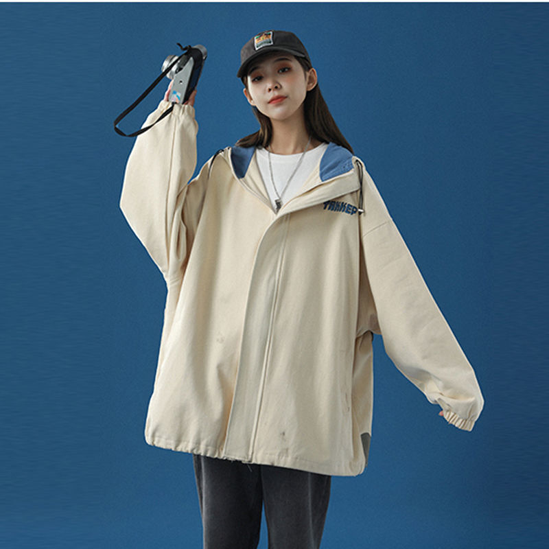 Korean Style Kawaii Print Jacket Female Student Loose Ins Girl Zipper Solid Baseball Uniform Tops