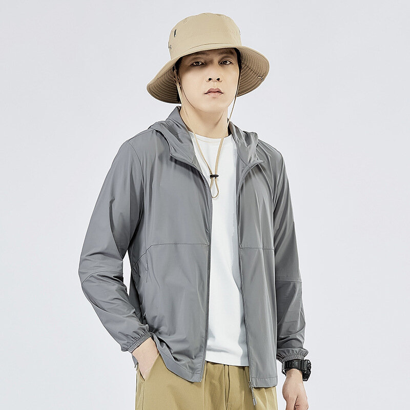 UPF50 + giacca per la protezione solare estate leggera e traspirante protezione UV Outdoor Jogging sport cappotto con cappuccio abbigliamento Casual da uomo di moda