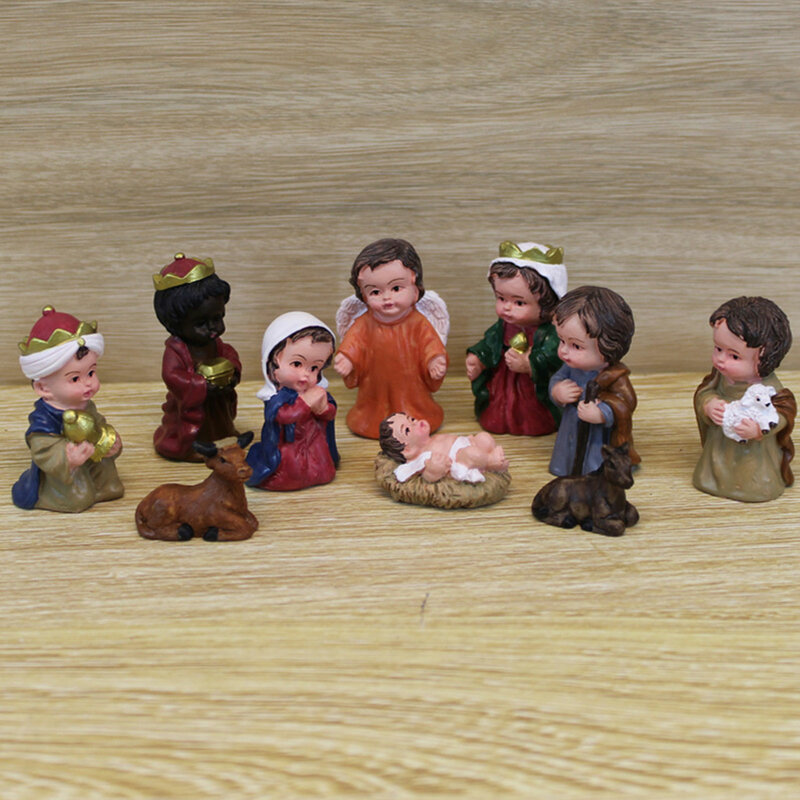 Decoración navideña de resina para Navidad, adorno de escena de Natividad, figuritas católica, regalos de Cristo, nacimiento de Jesús