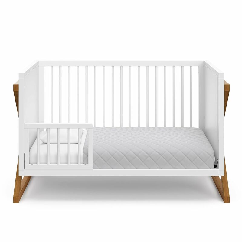 Cama y cama de día para niños pequeños, Base de soporte de colchón ajustable de 3 posiciones, diseño moderno de dos tonos para guardería contemporánea