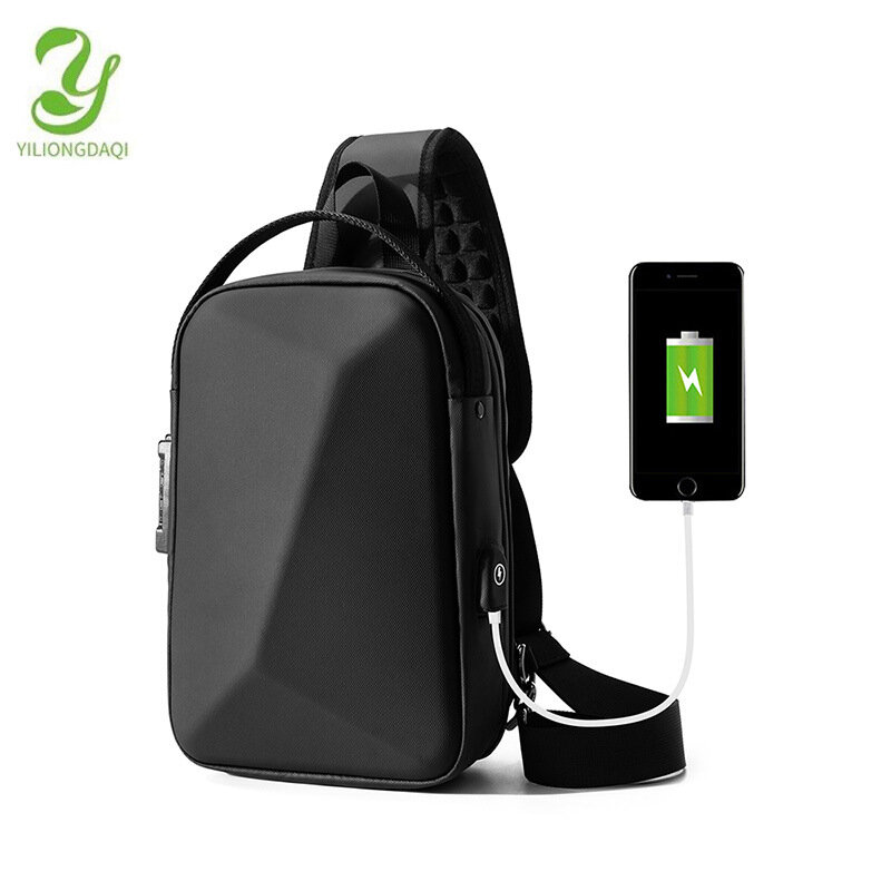 Luxury Men's Waterproof Shoulder Bag Male Multifunction Anti-theft Crossbody Bag Casual Short Trip USB Charging Sling Chest Pack