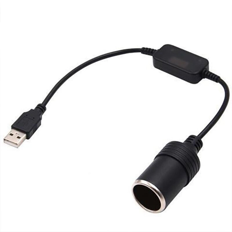 Car USB Cable 5V to 12V Cigarette Lighter Car Cigarette Lighter Socket Female Fit for Driving Recorder Electronic Dog
