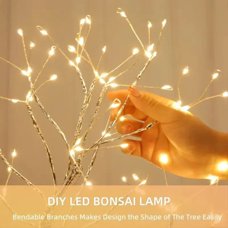 Luz de árbol LED de noche con Interruptor táctil, cable de cobre, luz de mesita de noche, lámpara de Decoración de mesa para el hogar, dormitorio, iluminación navideña