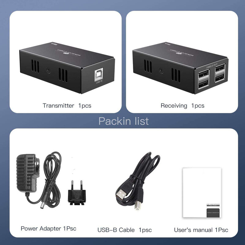 USB 50M Adaptor Extender 4 Port USB 2.0 Hub Over Cat 5e/6 Ethernet UTP Ekstensi POC RJ45 Lan Kabel Penerima Pemancar Logam