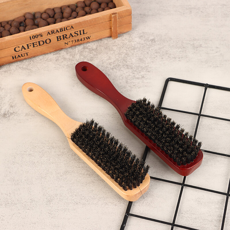 Peine de estilo de peluquero para hombres, mango de madera, cepillo de cuello de barba, herramienta de afeitado, cepillo de bigote antinudos profesional, 1 pieza