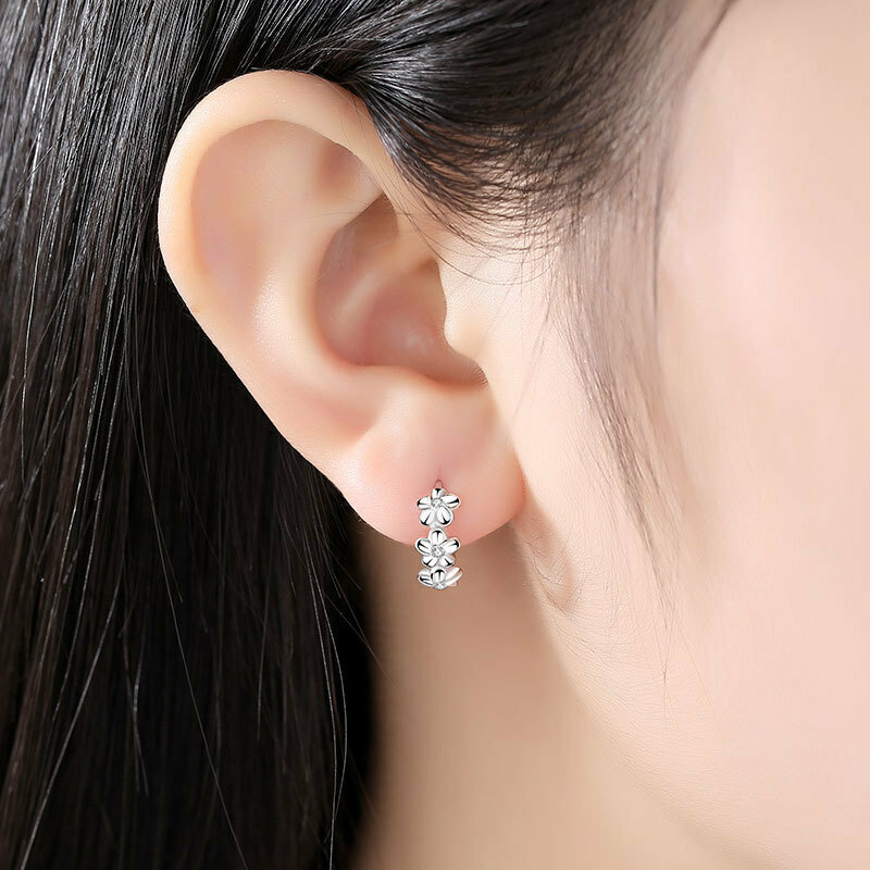 Vendita superiore orecchini ad ago in argento Sterling 925 per gioielli da sposa di moda da donna di alta qualità fiore di zircone di cristallo carino Stud