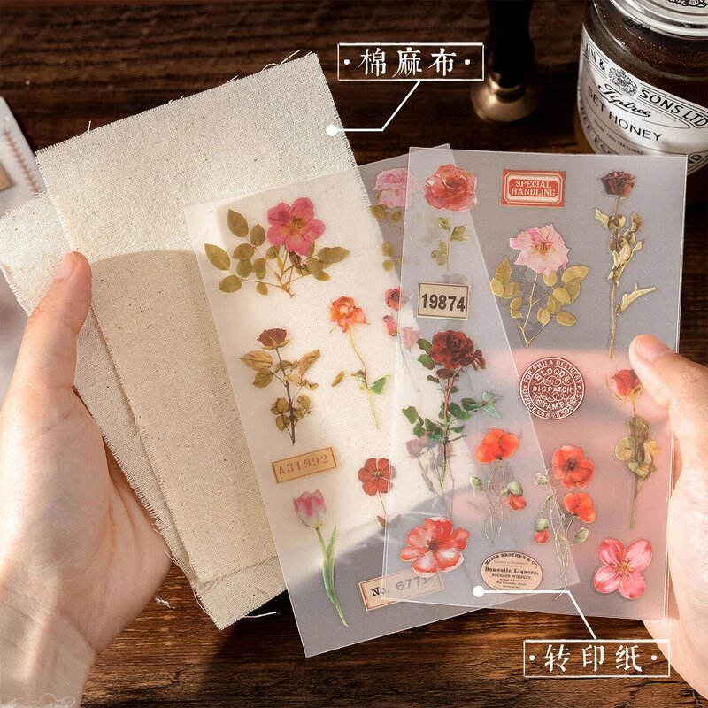 6packs/LOT Flower Forest series retro message PVC sticker