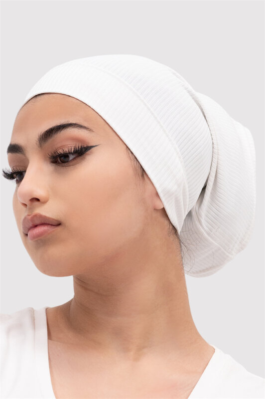 Ribbed ผ้าฝ้ายด้านใน Hijab หมวกยืด Turban มุสลิมหมวกอิสลาม Underscarf Topi Bonnet ที่คาดผมผู้หญิง Mujer Turbante 2023