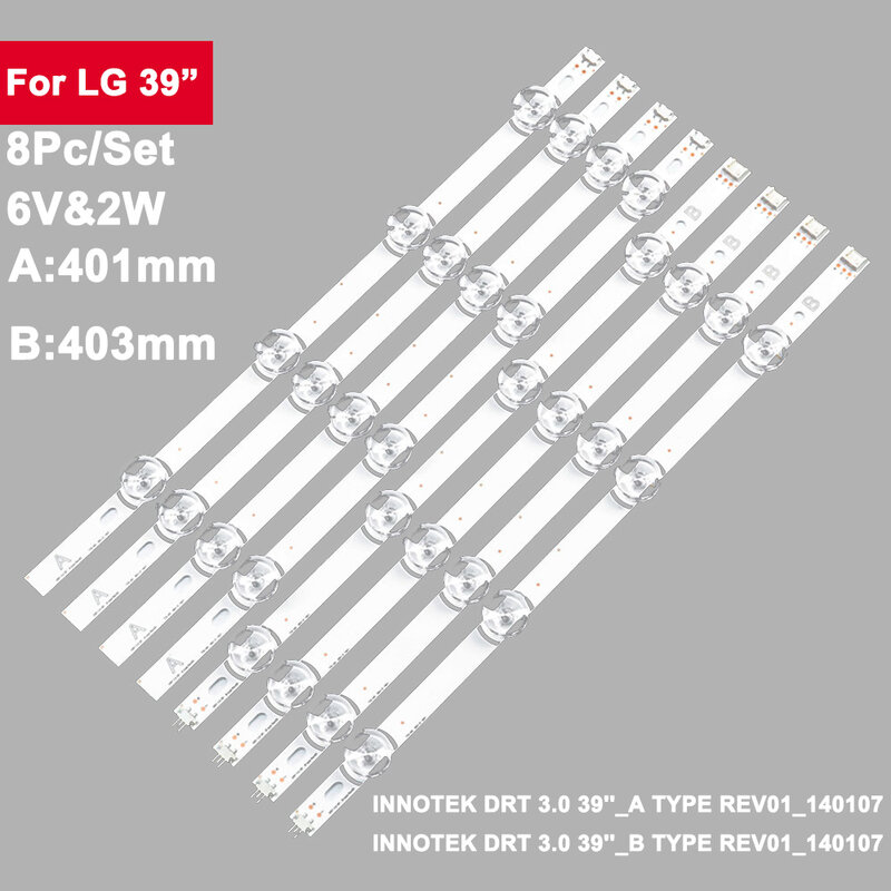 8 buah 6V 2W lampu latar TV LED untuk LG 39LB lnnotek drt 3.0 39 "39LB5610 610 39LB5800 3939lb5700 drdrt3.0 39LB570