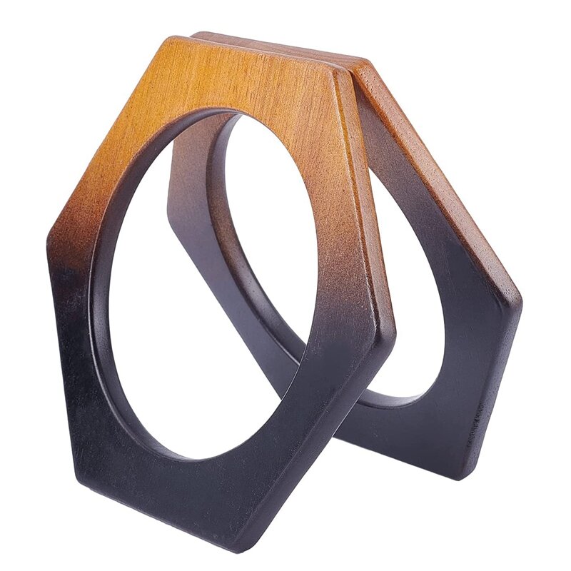 Asa de madera para bolso de mano, asas de macramé hechas a mano, con forma hexagonal, de repuesto, 2 piezas