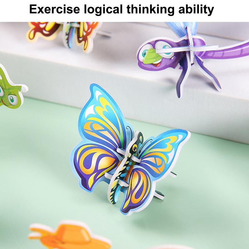 Mainan Puzzle hewan 3D, mainan Puzzle 3D, teka-teki melatih otak, mainan tangkai aktivitas belajar menyenangkan untuk berpikir kreatif