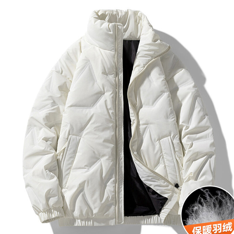 Piumino tinta unita uomo inverno caldo giacche spesse Plus Size 8XL piumino da uomo Casual inverno cappotto con colletto alla coreana maschile