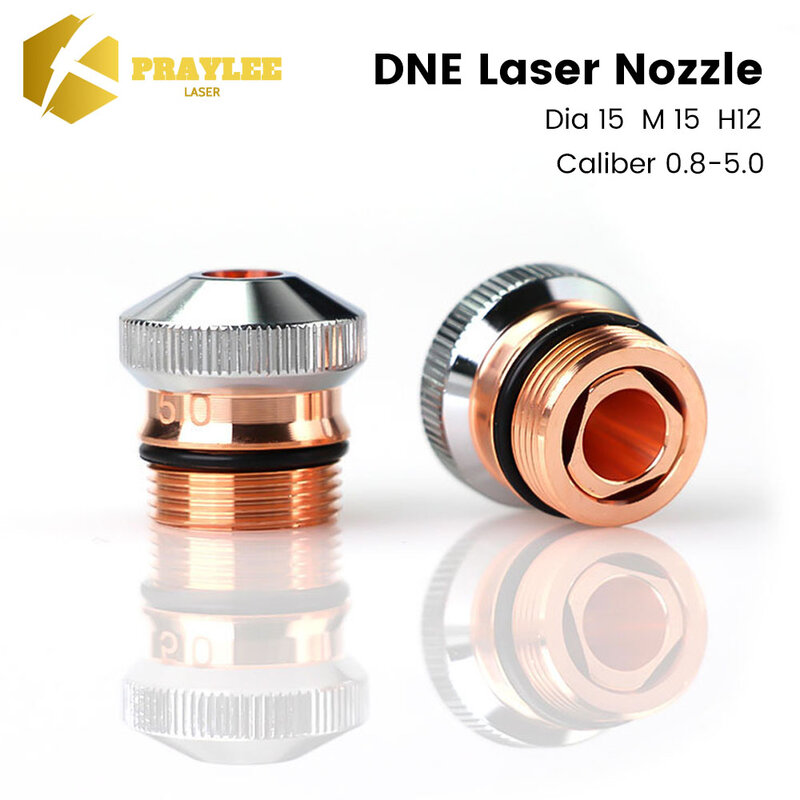 Praylee DNE Laser Nozzle Single/Double Layers Chrome-plated Conusmables M12 H15 Caliber 0.8-5.0 for Fiber Cutting Machine