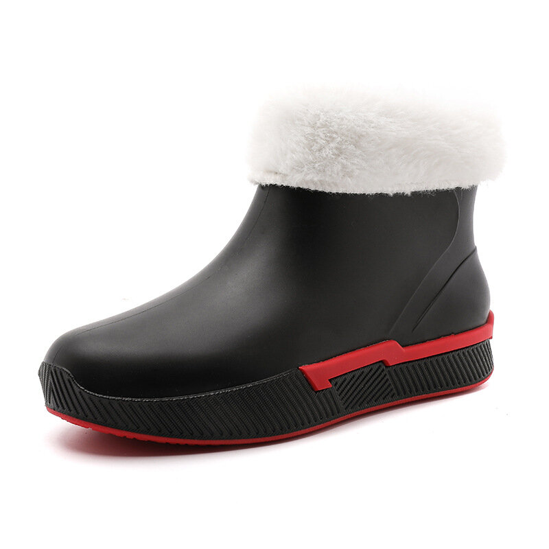 Botas de lluvia para mujer, zapatos de goma antideslizantes, impermeables, para mantener el calor, para invierno
