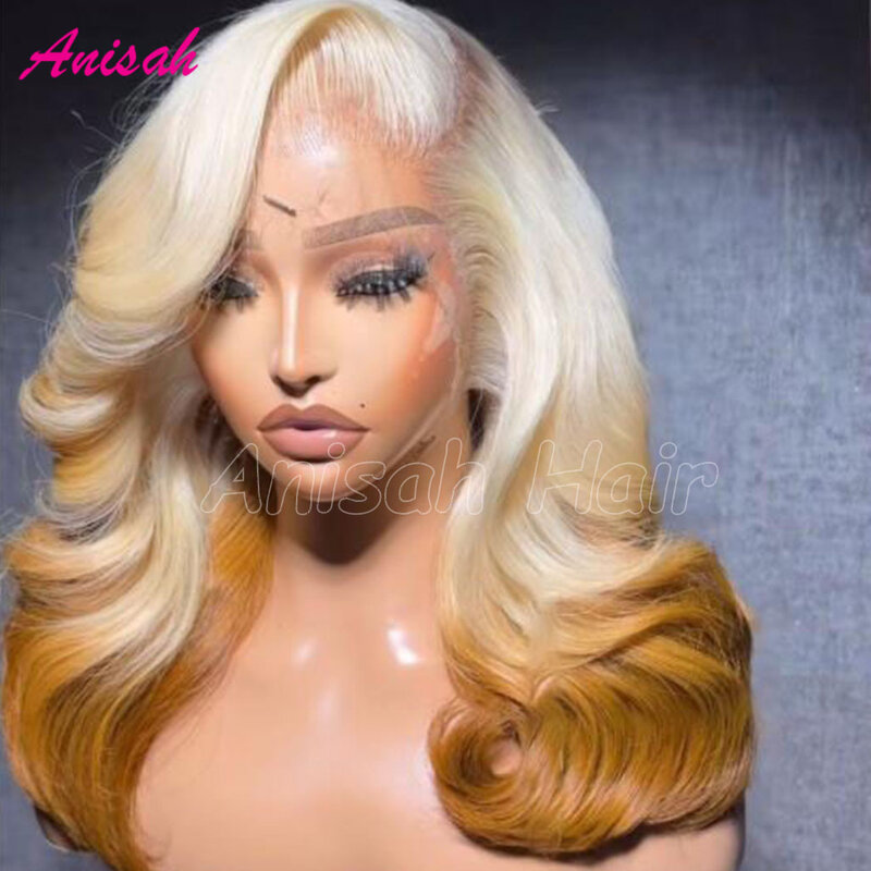 Brazilian Remy Virgin Human Hair Ombre Colored Ash Blonde Lace Front Wig Short Bob 13x4 Lace Frontal Human Hair Wigs Preplucked