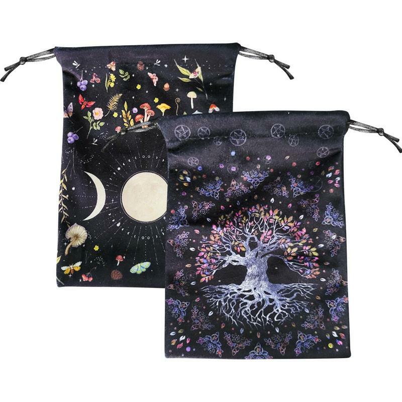 Aksamitna księżycowa torba do przechowywania tarota Mini torba ze sznurkiem biżuteria w kości torba do gry planszowej torebki na prezenty pakowania materiałów do czarów