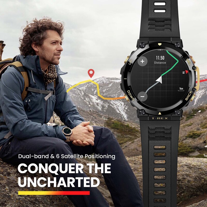 New Amazfit T Rex 2 Smartwatch T-Rex 2  Dual Band Route Import 150+Built-in Sports Modes Smart Watch