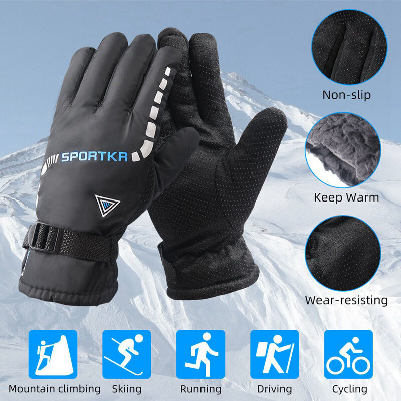 Winter Warm Gloves Windproof Anti-Slip Thermal Cycling Gloves Men Women Hand Warmer for Riding Skiing Camping Outdoors