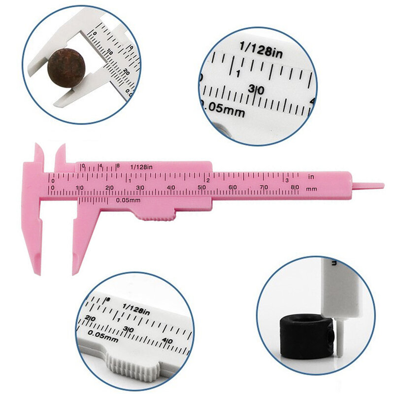 0-80mm kaliper pengukur geser kaliper plastik penggaris skala ganda untuk pengukuran perhiasan siswa sekolah alat ukur
