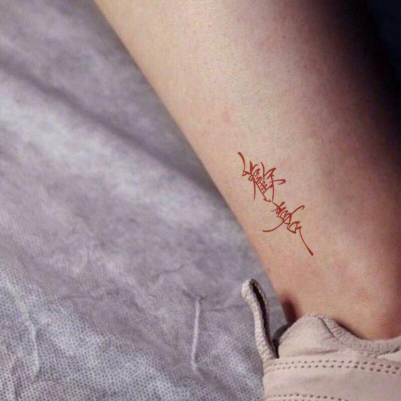 Stiker tato Tiongkok tato sementara seni tato palsu stiker tato tahan lama Lengan tradisional tahan air hitam anak laki-laki