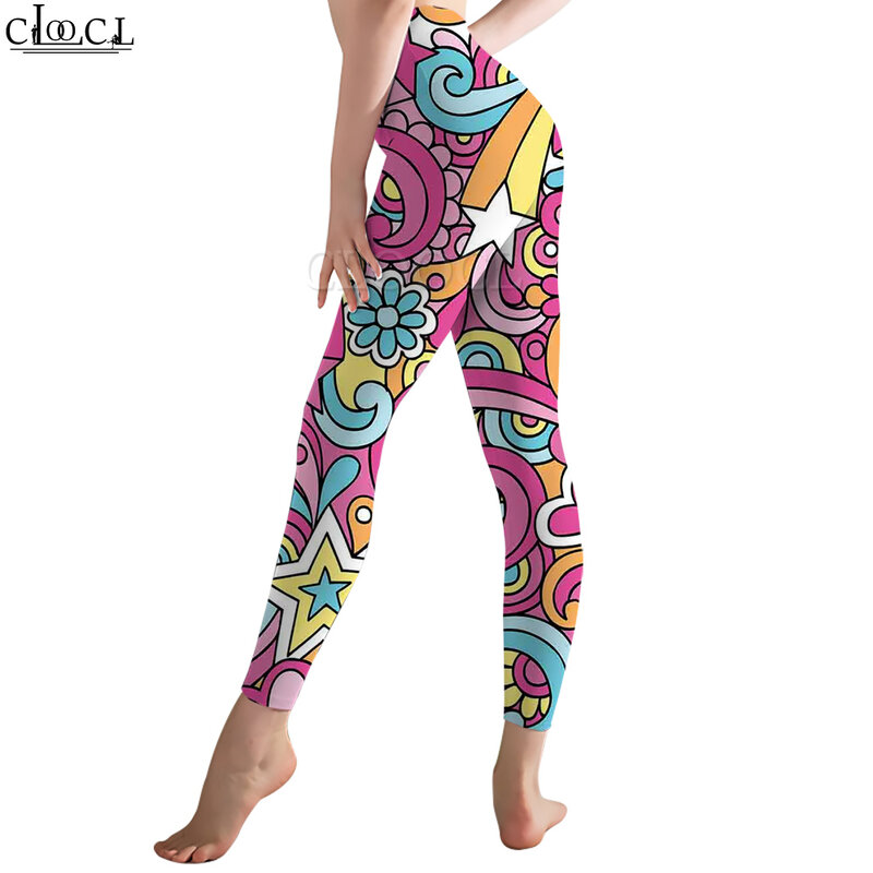 CLOOCL – Legging rose pour femmes, pantalon de Yoga, mode Kawaii, vêtements de sport, de course, motif dessin animé 3D imprimé