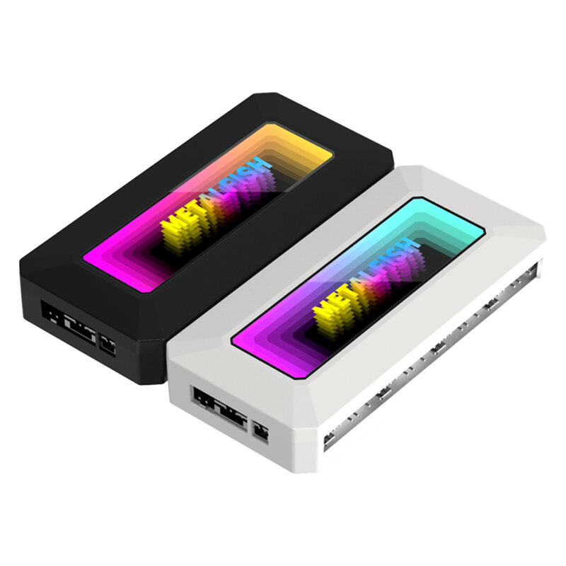 컴퓨터 냉각용 4핀 PWM이 있는 METALFISH ARGB 팬 허브 스플리터 SYNC 팬 라디에이터 5V 3핀 LED 라이트 스트립 리모컨