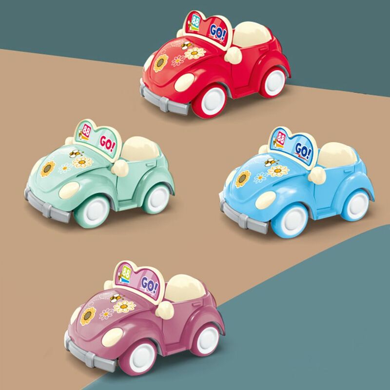 Mini floresta família roxo q puxar para trás carro conversível dos desenhos animados em miniatura móveis casa de bonecas modelo conjunto crianças brinquedo menina presentes
